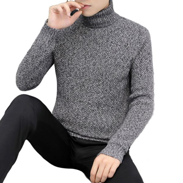 

2021 new winter warm casual knitted pullovers fahsion turtleneck mens sweaters pull homme sueter hombre y29n, White;black