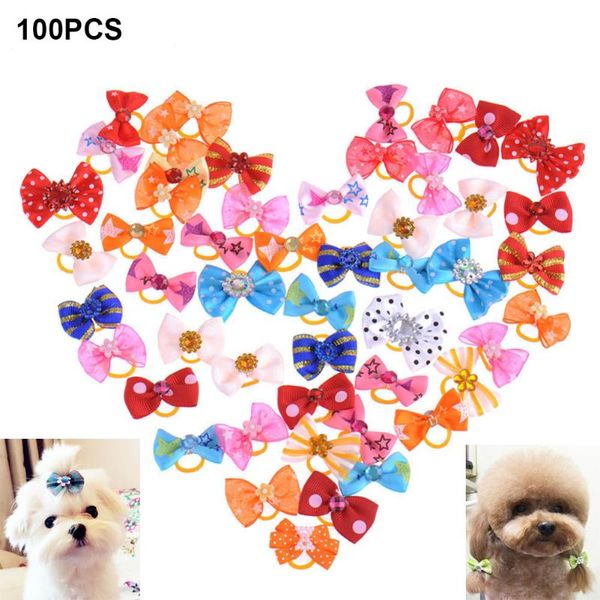 

dog apparel 100pcs mixed color puppy hair bows accessorries bowties for dogs grooming tb sale