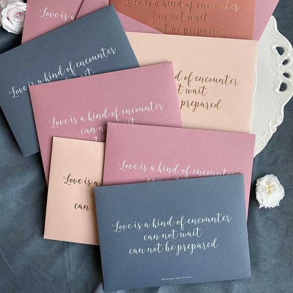 

can be customized stamping white japanese high-quality pink gray blue solid color envelope