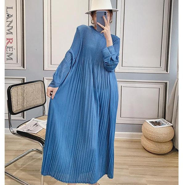 

casual dresses loose 2021 women autumn long sleeve dress female fashion vintage pleated, Black;gray