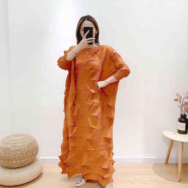 

casual dresses pleated summer 2021 autumn diamond pleats long loose womens high fashion aesthetic clothes 3brb, Black;gray