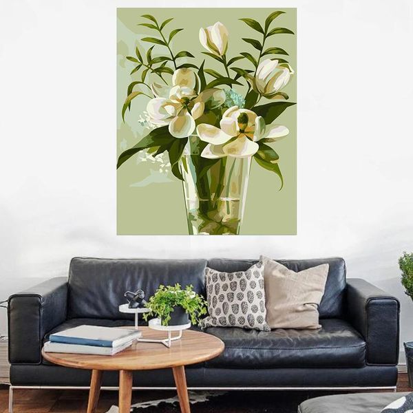 

paintings painting by numbers magnolia flower drawing on canvas handpainted gift picture number animal kits home decoration