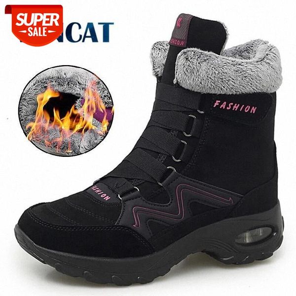 

new winter leather women boots plush warm snow boots comfortable women ankle outdoor waterproof sneakers #nz3t, Black