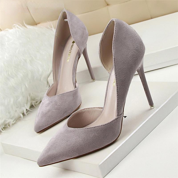 

2021 new female high heels dress shoes red wedding pointed party banquet pure color elegant, Black