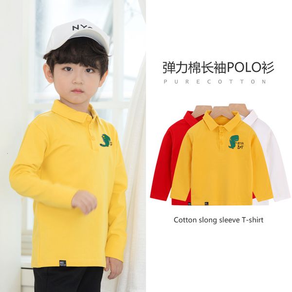 

sleeve t-shirt children's polo long shirt spring autumn cartoon boy's lapel top, Black;white