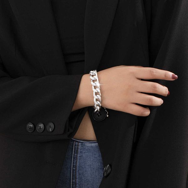 

jewelry niche design simple hollow out temperament fashion cuba chain bracelet, Silver