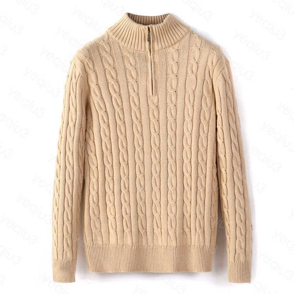 

men sweater winter fleece thick half zipper high neck warm pullover quality slim knit wool designer knitting casual jumpers zip brand cotton, White;black
