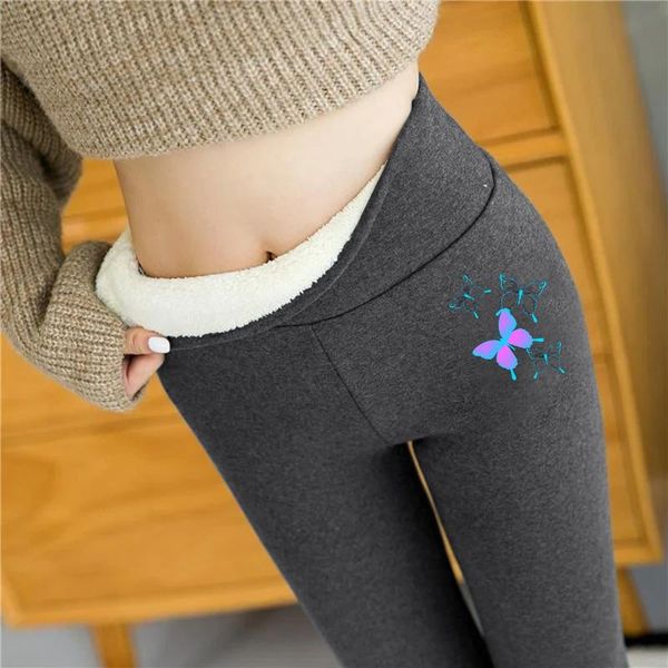

women's leggings autumn winter women hight waist velvet warm pants solid color legging comfortable hip lift keep stretchy, Black