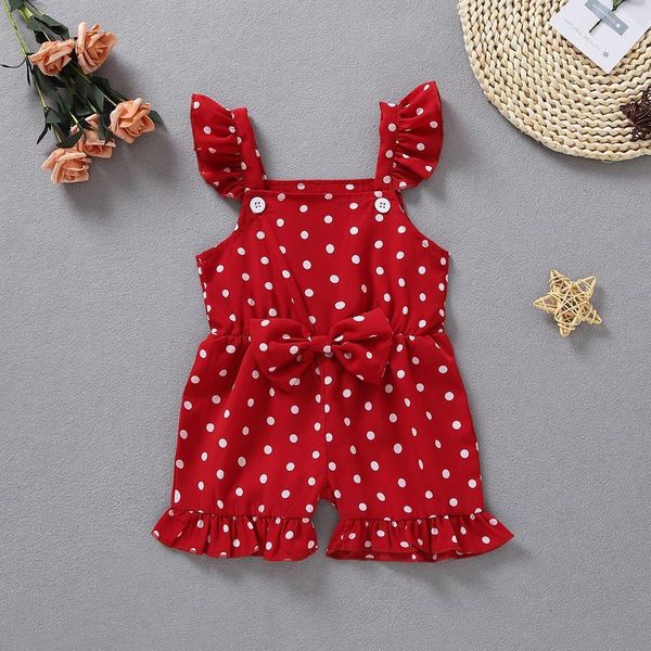 

rompers flofallzique 2021 girls jumpsuits dot patterns bow decorations cute kids clothes for christmas daily leisure, Blue