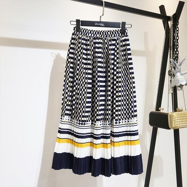 

korean spring and summer women skirts boho formal elegant geometric a line natural, Black
