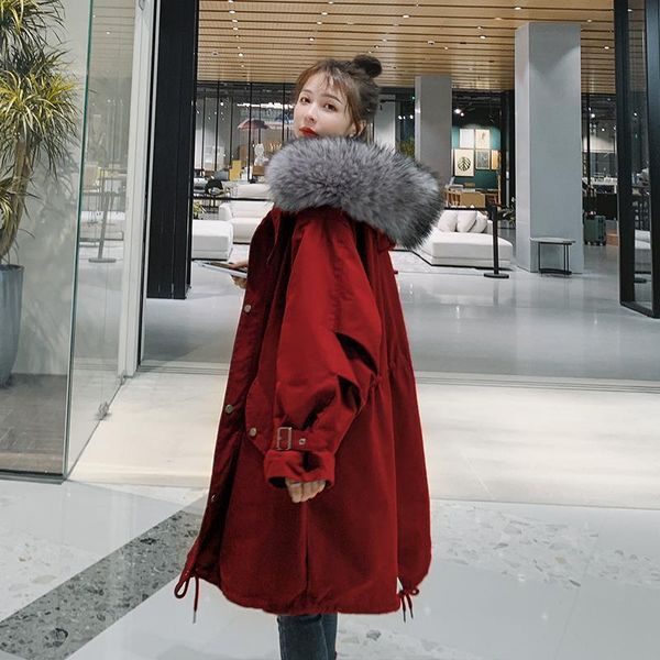 

women's down & parkas parker cotton padded clothes winter 2021 korean loose tooling plush thickened jacket, Black