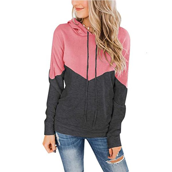 

2021 autumn women's nightgown fashion street contrast casual color released long sleeve sweater ladies with hoodie uodh, Black