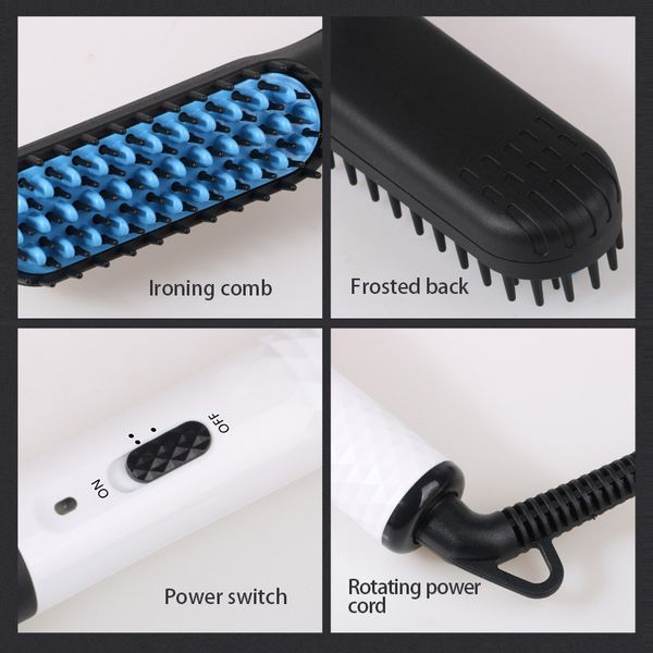

eramic electric hair straightening brush hair straightener comb men beard wet & dry hair care styling tools