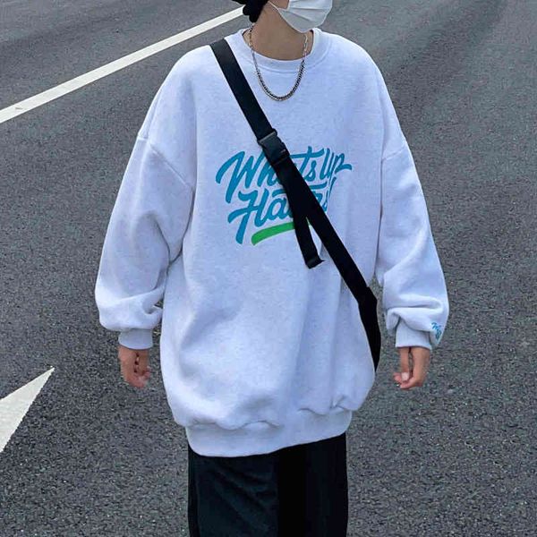 

men's hoodies & sweatshirts big american hip hop sweatshirt with round neck, unisex, kpop print, couple's clothes, men, women, fas, Black