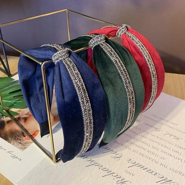 

hair accessories south korea's simple and versatile flashing water drill headband wide-edge fabric knotted female