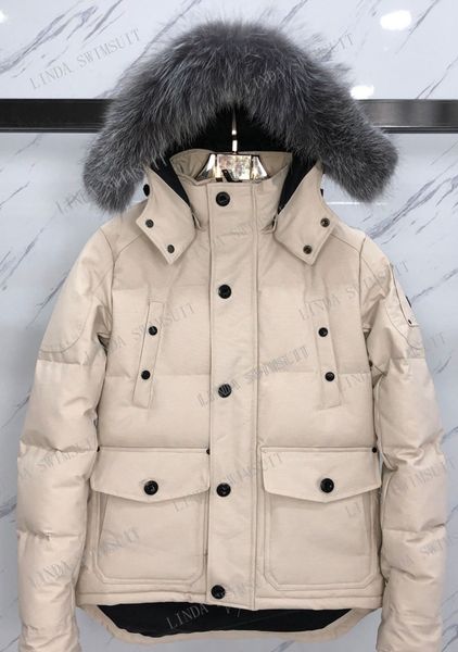 

men women designer down real fox fur jackets coat winter outdoor waterproof thickened warm stracket suit casual three solid colors neutral s, Black