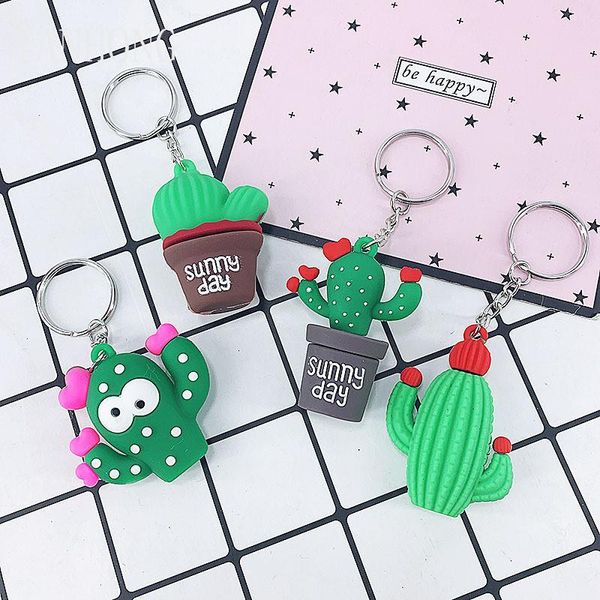 

keychains 2021 fashion cactus creative pvc silicone key chain pendant gift bag car customization, Silver