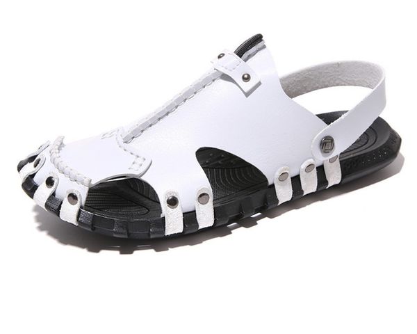 

summer men flip flops pu leather designer slippers male flats sandals outdoor rubber thong beach luxurys shoes, Black