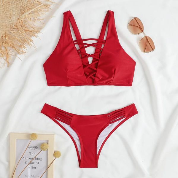 

women's swimwear red bikini 2021 swimsuit push up set bathing suit women solid color bikinis biquini beachwear swimsuits, White;black