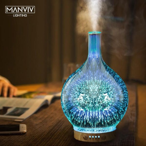 

led air humidifier essential aroma oil lamp mist ultrasonic 3d firework lamp 7colors led night light for home decoration