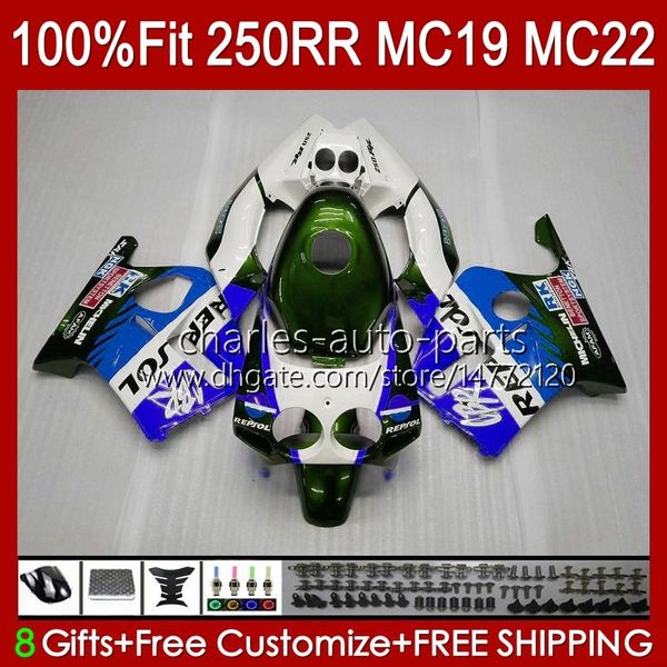 Molde de Injeção para Honda CBR 250RR 250 RR CC 1988 1989 250R CBR 250cc 88 89 Bodywork 112HC.173 MC19 88-89 CBR250RR CBR250 RR CC 1988-1989 OEM Kit de Feira Azul Repsol