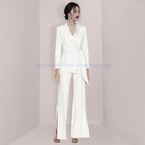 

white women suits bride wedding suit party ladies formal proms tuxedo office lady work wear women's two piece pants