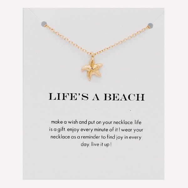 

pendant necklaces selling life's a beach starfish summer necklace women friendship statement everyday jewelry with card, Silver