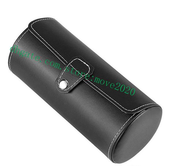 

move2020 watch display gift boxes case roll 3 slot wristwatch necklace bracelet jewelry pu leather box storage travel pouch, Black;blue