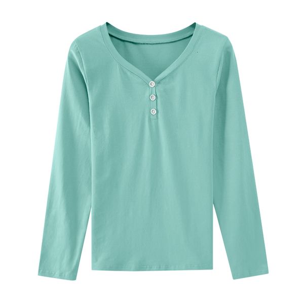 

2021 new autumn shirts v-neck t women long sleeve casual tshirts pure color t-shirt plus cotton tee shirt 9atf, White