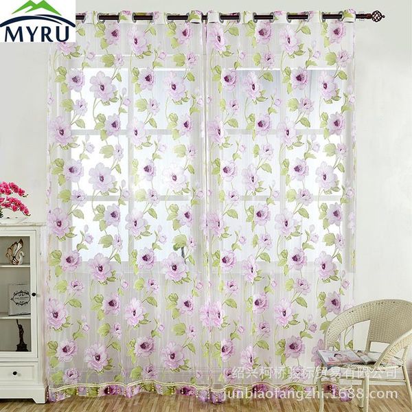 

curtain & drapes myru pastoral romantic style classical floral tulle printed sheer