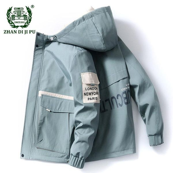 

men's jackets big size 3xl hooded printed men streetwear fashion jacket male spring autumn patchwork clothes slim wadded coats, Black;brown