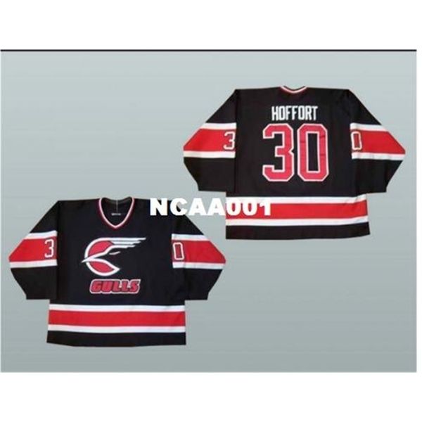 

real 668 real full embroidery bruce hoffort san diego gulls ihl hockey jersey or custom any name or number jersey, Black