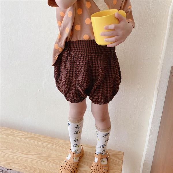 

shorts 2021 summer arrival girls fashion plaid kids korean design pp, Black