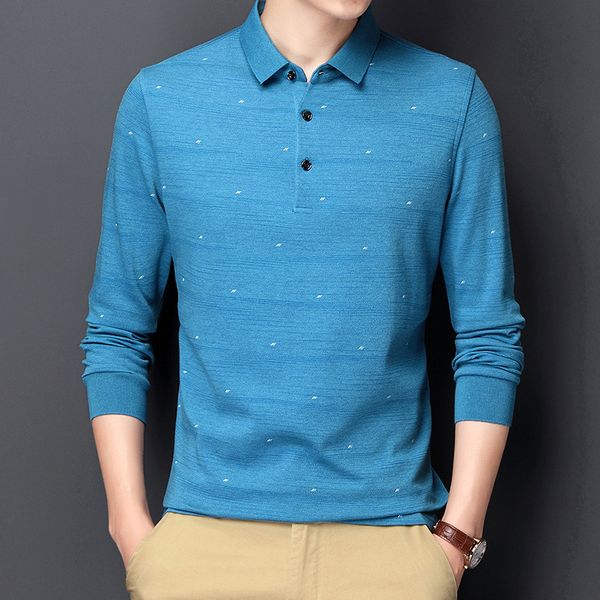 

2021 new shirts long sleeve smart casual polo shirt mens spring autumn breathable print cotton fashion men clothing 167a, White;black