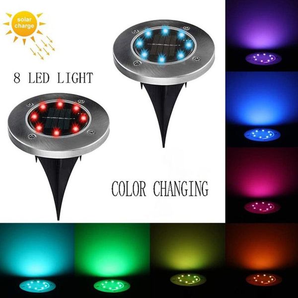 

new 8 led solar power buried ground light lamp color light waterproof outdoor