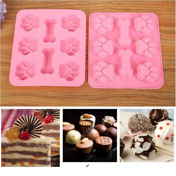 

1pcs 2 in 1 diy baking tools pink cake mold kitchen supplies dog bone mould dog footprint sh qylotb
