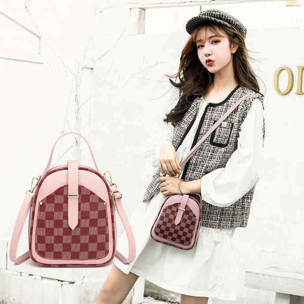 

backpack plaid little lady print 2021 new product student's middle soft college style color contrast versatile zero