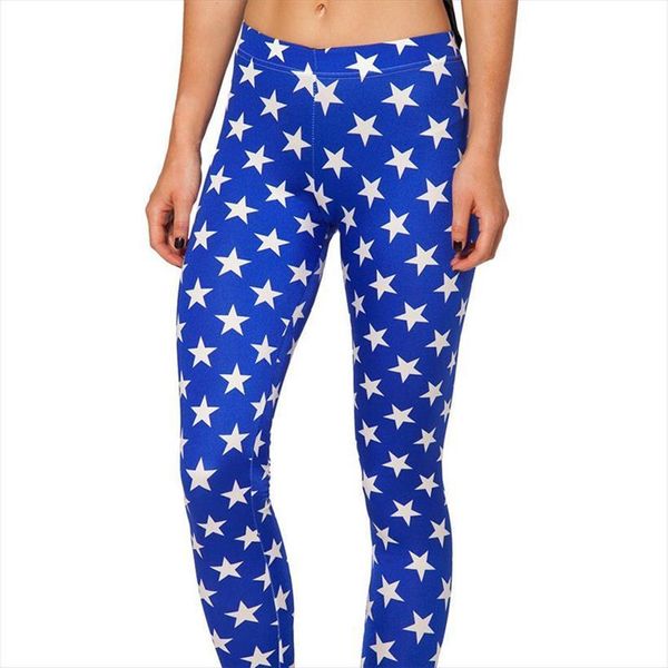 

blue stars jeggings womens leggings pants legins printed fashion, Black
