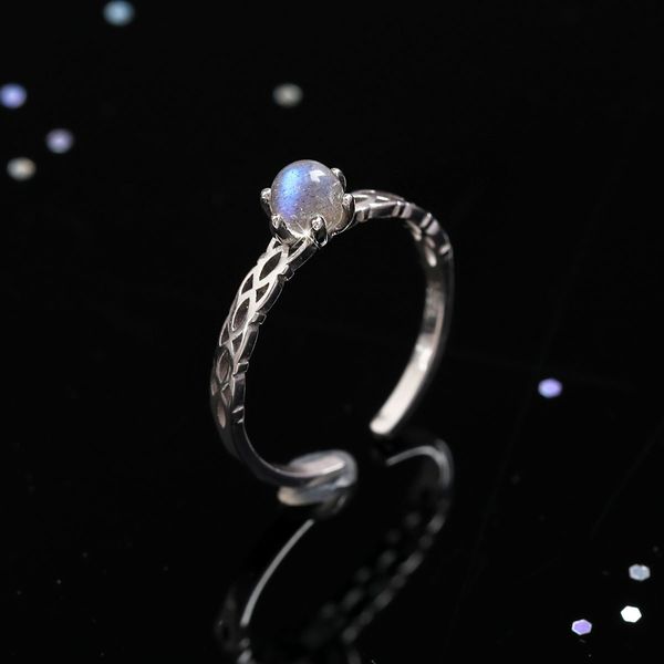 

925 natural moonstone rings for women men simple engagement fashion jewelry rings male party wedding, Golden;silver