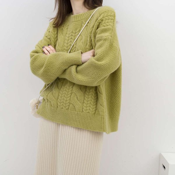 

paddy wheat good morning diary / twist sweater women's pullover loose autumn winter 2020 new knitted top, White;black