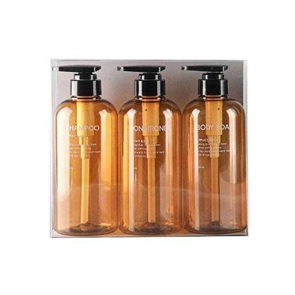 

storage bottles & jars 3pcs 500ml empty bottle set shampoo shower gel hair conditioner press dispenser
