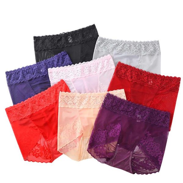 

women high waisted lace waistless mesh underwear oversized briefs multicolor optional fashion lingeries#bl1, Black;pink