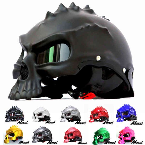 Masei 15 Renk 489 Çift Kullanım Kafatası Motosiklet Capacete Casco Yenilik Retro Casque Motosiklet Yarım Yüz Kask Nakliye