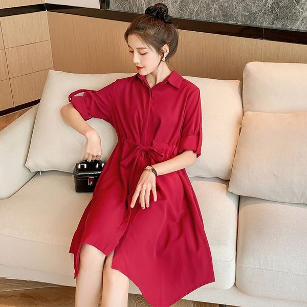 

maternity dresses long sleeve breastfeeding dress irregular pregnant woman lactation clothes drawstring waist chiffon nursing cute, White