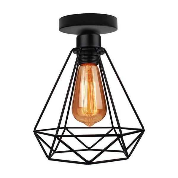 

ceiling lights semi flush mount light e27 retro black industrial lamp holder diamond shape for porch hallway kitchen stairway