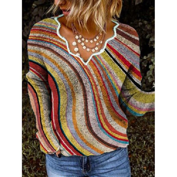 

2021 new women sweaters geometric printed v-neck fleece pullovers winter long-sleeved loose women's sweaters casual female, White;black