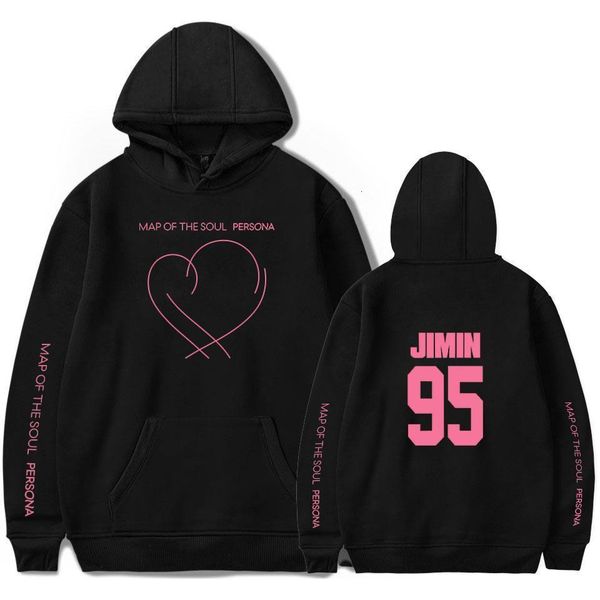 

jimin j-hope jung kook suga sweatshirts print map of the soul persona hoodies women/men fashion bangtan boys hoodie kpop clothes, Black