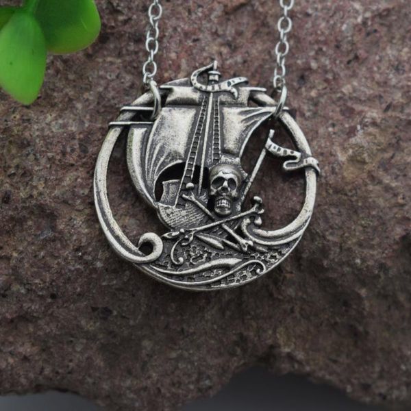

chains sanlan gothic pirate ship necklace boat necklaces geek gifts, Silver
