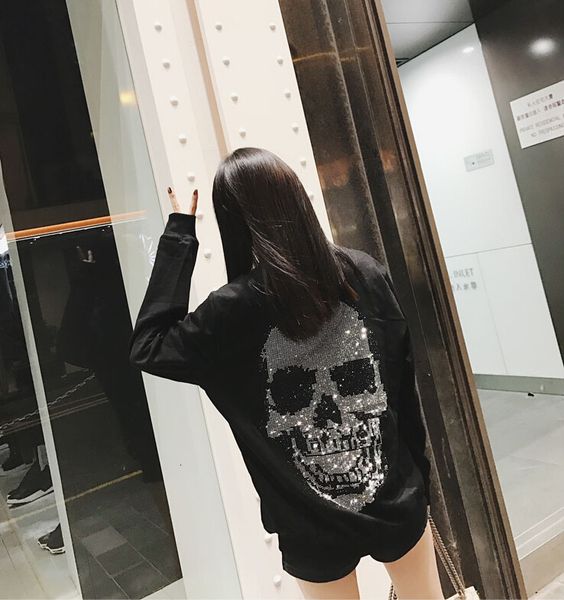 

2021 new winter casual women hoodies diamond stone loose design streetwear sale sweatshirts korean style drill hoody young g im84, Black