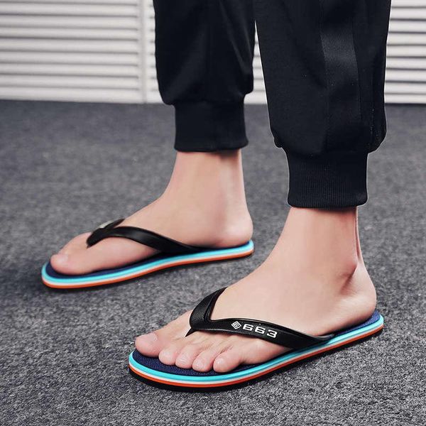 

slippers hunting wedge selling men's flip flops gym anime shoes designer luxury 2021 jelly sandals comfy tennis, Black